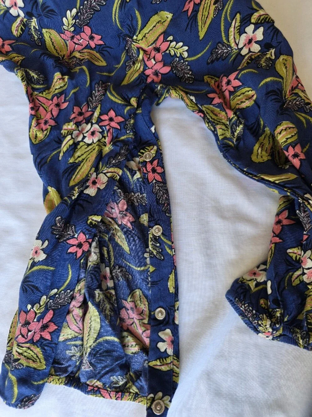 Ralph Lauren Navy Floral Romper with Pink & Green Accents